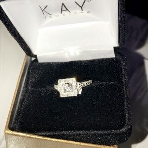 Kay Jewelers Silver and White Classic Solitaire Ring